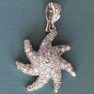 MIMI SO ~18K White Gold Diamond Encrusted STARFISH Necklace Pendant Enhancer $6K
